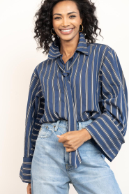 Aaiko |  Striped blouse with tie Elda | blue | Picture 2