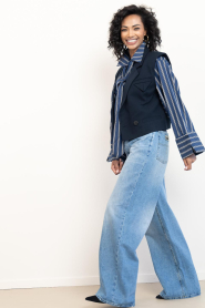Aaiko |  Striped blouse with tie Elda | blue | Picture 3