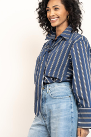 Aaiko |  Striped blouse with tie Elda | blue | Picture 6