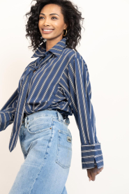 Aaiko |  Striped blouse with tie Elda | blue | Picture 7