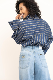 Aaiko |  Striped blouse with tie Elda | blue | Picture 8