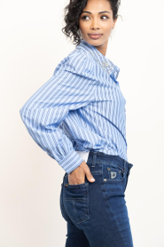 Aaiko |  Striped blouse with bow Fenne | blue | Picture 6