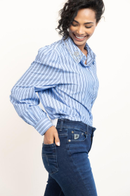Aaiko |  Striped blouse with bow Fenne | blue | Picture 7
