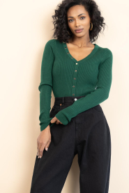 Aaiko |  Ribbed top with buttons Amalia | green | Picture 4