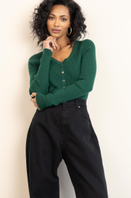 Aaiko |  Ribbed top with buttons Amalia | green | Picture 5