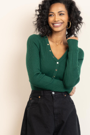 Aaiko |  Ribbed top with buttons Amalia | green | Picture 2