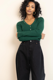 Aaiko |  Ribbed top with buttons Amalia | green | Picture 6