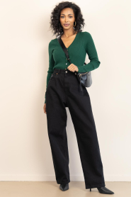 Aaiko |  Ribbed top with buttons Amalia | green | Picture 3