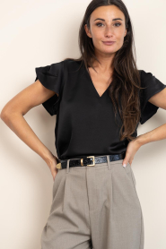 Aaiko |  Top with V-neck Minny | black | Picture 5