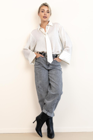 Aaiko |  Striped blouse with bow Elda | white | Picture 3