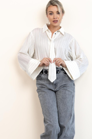 Aaiko |  Striped blouse with bow Elda | white | Picture 4