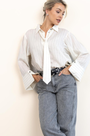 Aaiko |  Striped blouse with bow Elda | white | Picture 5