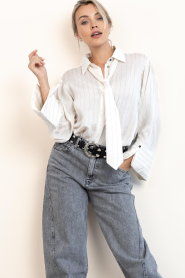 Aaiko |  Striped blouse with bow Elda | white | Picture 6