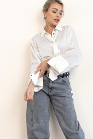Aaiko |  Striped blouse with bow Elda | white | Picture 7