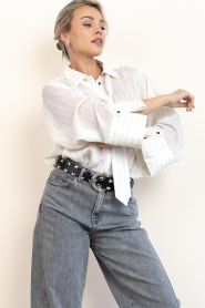 Aaiko |  Striped blouse with bow Elda | white | Picture 8