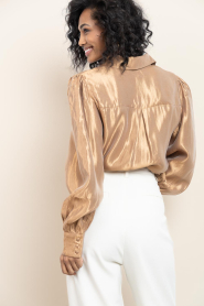 Aaiko |  Shiny blouse with bow Veronne | brown | Picture 8