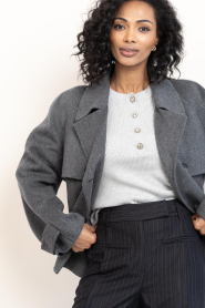 Copenhagen Muse | Stretch viscose blend top Veran | grijs | Afbeelding 2