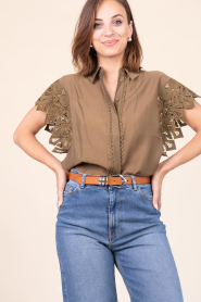 Copenhagen Muse :  Openworked blouse Molly | green - img2