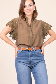 Copenhagen Muse :  Openworked blouse Molly | green - img4