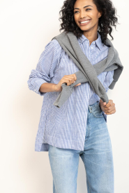 Copenhagen Muse |  Cotton striped blouse Line | blue | Picture 2
