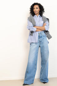 Copenhagen Muse |  Cotton striped blouse Line | blue | Picture 3