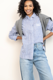 Copenhagen Muse |  Cotton striped blouse Line | blue | Picture 4