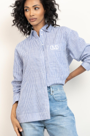 Copenhagen Muse |  Cotton striped blouse Line | blue | Picture 6