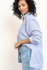 Copenhagen Muse |  Cotton striped blouse Line | blue | Picture 7
