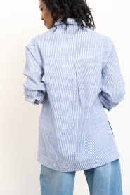 Copenhagen Muse |  Cotton striped blouse Line | blue | Picture 8