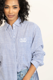 Copenhagen Muse |  Cotton striped blouse Line | blue | Picture 9
