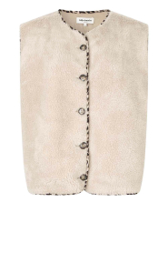 Lollys Laundry |  Teddy leopard print waistcoat Jace | beige | Picture 1