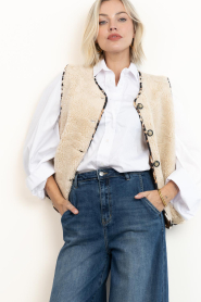Lollys Laundry |  Teddy leopard print waistcoat Jace | beige | Picture 2