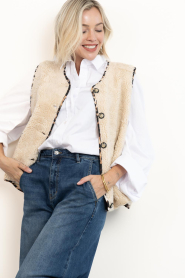 Lollys Laundry |  Teddy leopard print waistcoat Jace | beige | Picture 5