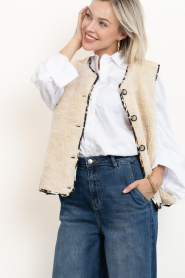 Lollys Laundry |  Teddy leopard print waistcoat Jace | beige | Picture 6
