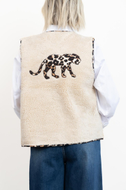 Lollys Laundry |  Teddy leopard print waistcoat Jace | beige | Picture 7