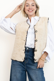 Lollys Laundry |  Teddy leopard print waistcoat Jace | beige | Picture 9