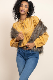 ba&sh |  Blouse with embroidery Jaky | yellow | Picture 2