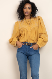 ba&sh |  Blouse with embroidery Jaky | yellow | Picture 4
