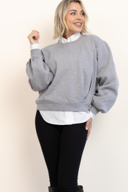 Club L'avenir |  Sweater with balloon sleeves Sayeh | Grijs | Picture 6