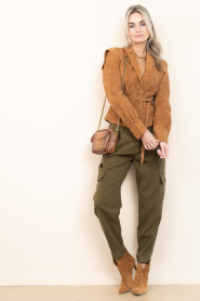 Claris Virot |  Leather bag with snake pattern Charly | camel | Picture 3