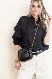 Claris Virot |  Leather bag with snake pattern Charly | black | Picture 2