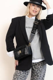 Claris Virot |  Leather crossbody with snake pattern Lilly | black | Picture 5