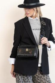 Claris Virot |  Leather crossbody with snake pattern Lilly | black | Picture 6