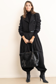 Claris Virot :  Leather shopper with snake pattern India | black - img2