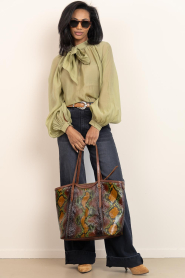 Claris Virot |  Leather shopper with snake pattern India | brown | Picture 2