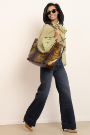 Claris Virot |  Leather shopper with snake pattern India | brown | Picture 3