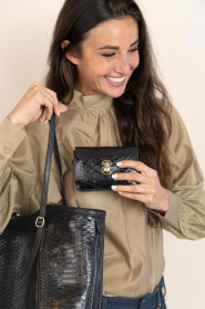 Claris Virot |  Leather wallet with snake pattern Alex | black  | Picture 2