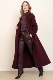STUDIO AR |  Woolen coat with belt Mae | burgundy | Picture 3