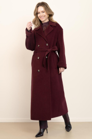 STUDIO AR |  Woolen coat with belt Mae | burgundy | Picture 6