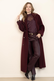 STUDIO AR |  Woolen coat with belt Mae | burgundy | Picture 4